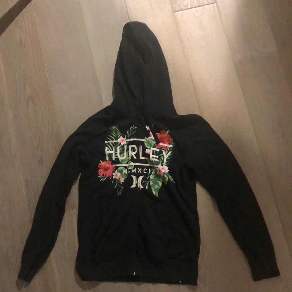 Black zip up Hurley Jacket